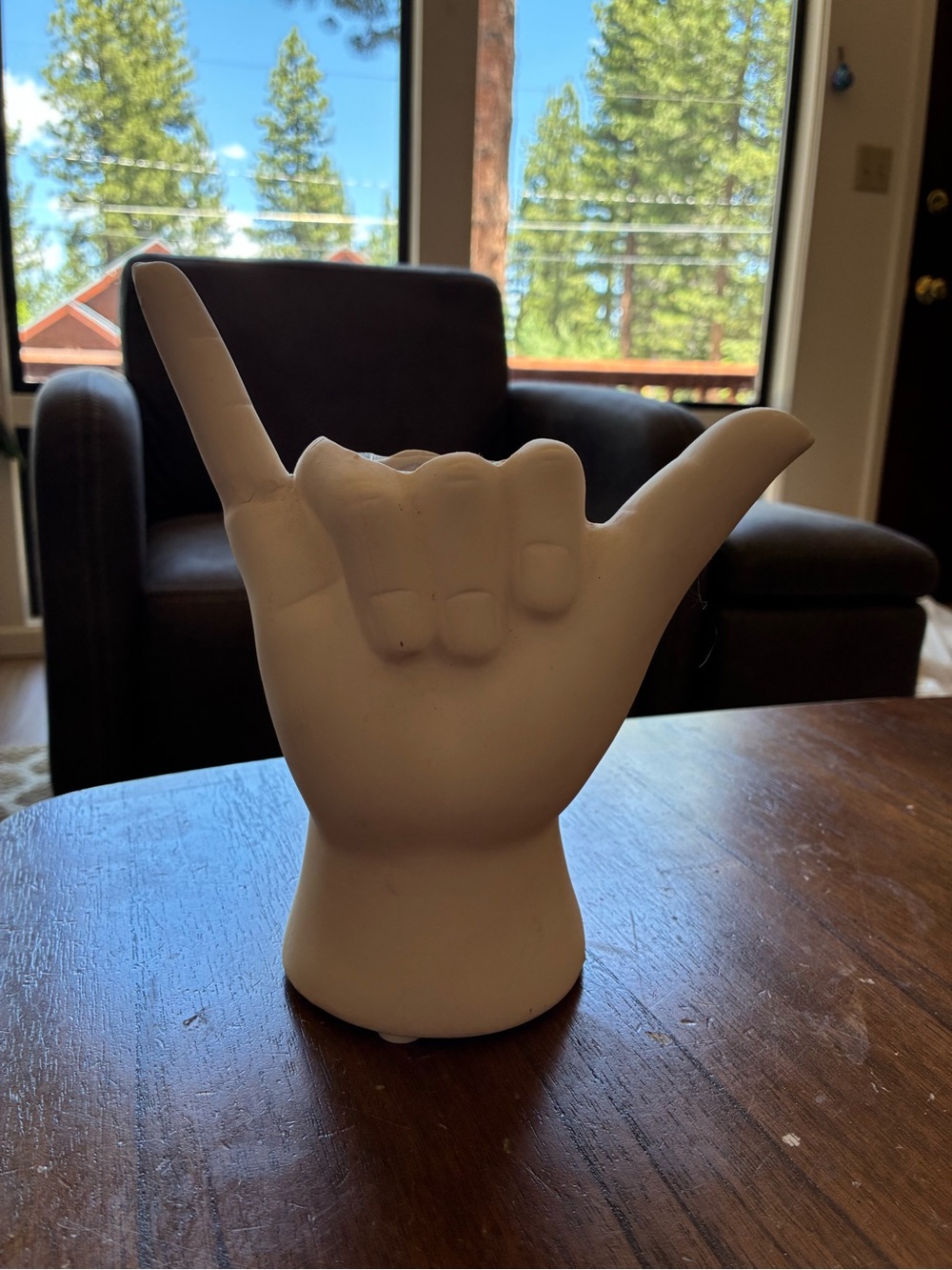 White Ceramic 'Shaka' Hand Sculpture - succulent pot